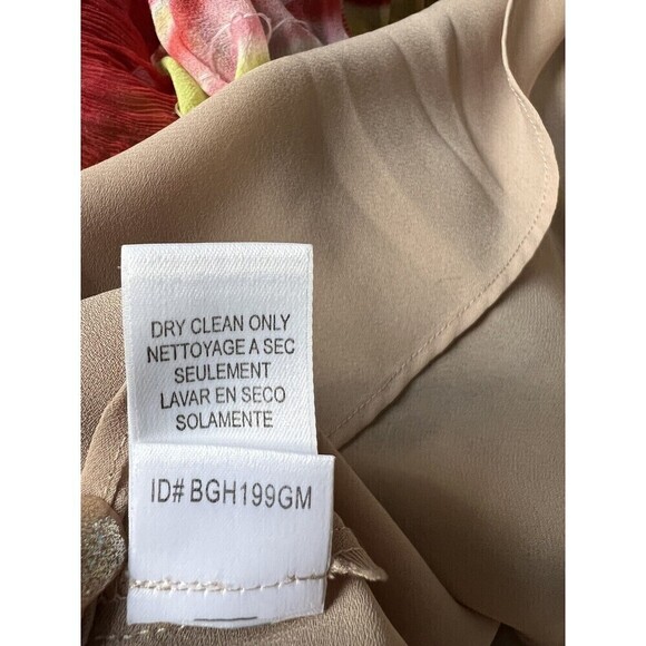 BCBGMAXAZRIA Hobo Silk Maxi Floral Multi-layer Patchwork Crinkle Dress Size 4‎ - Picture 10 of 13